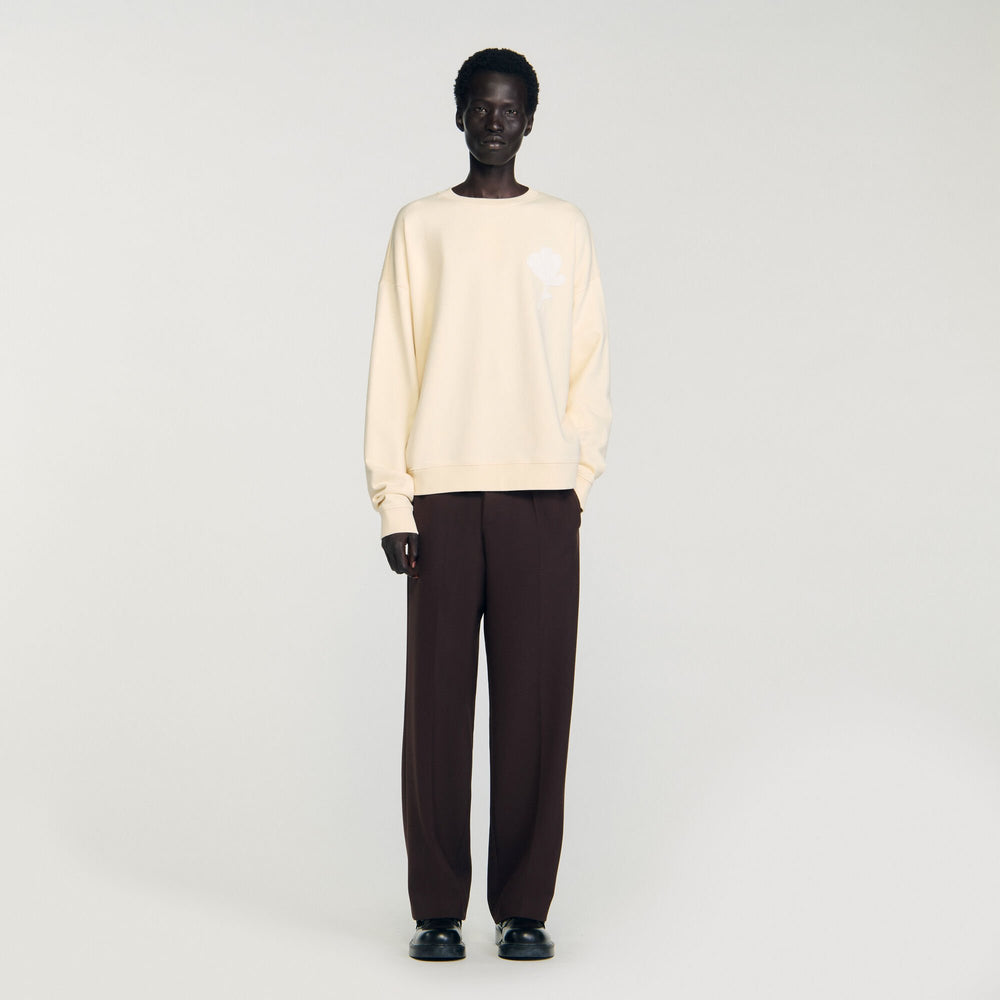 Sweatshirt with flower patch Butter Cream Sandro Men