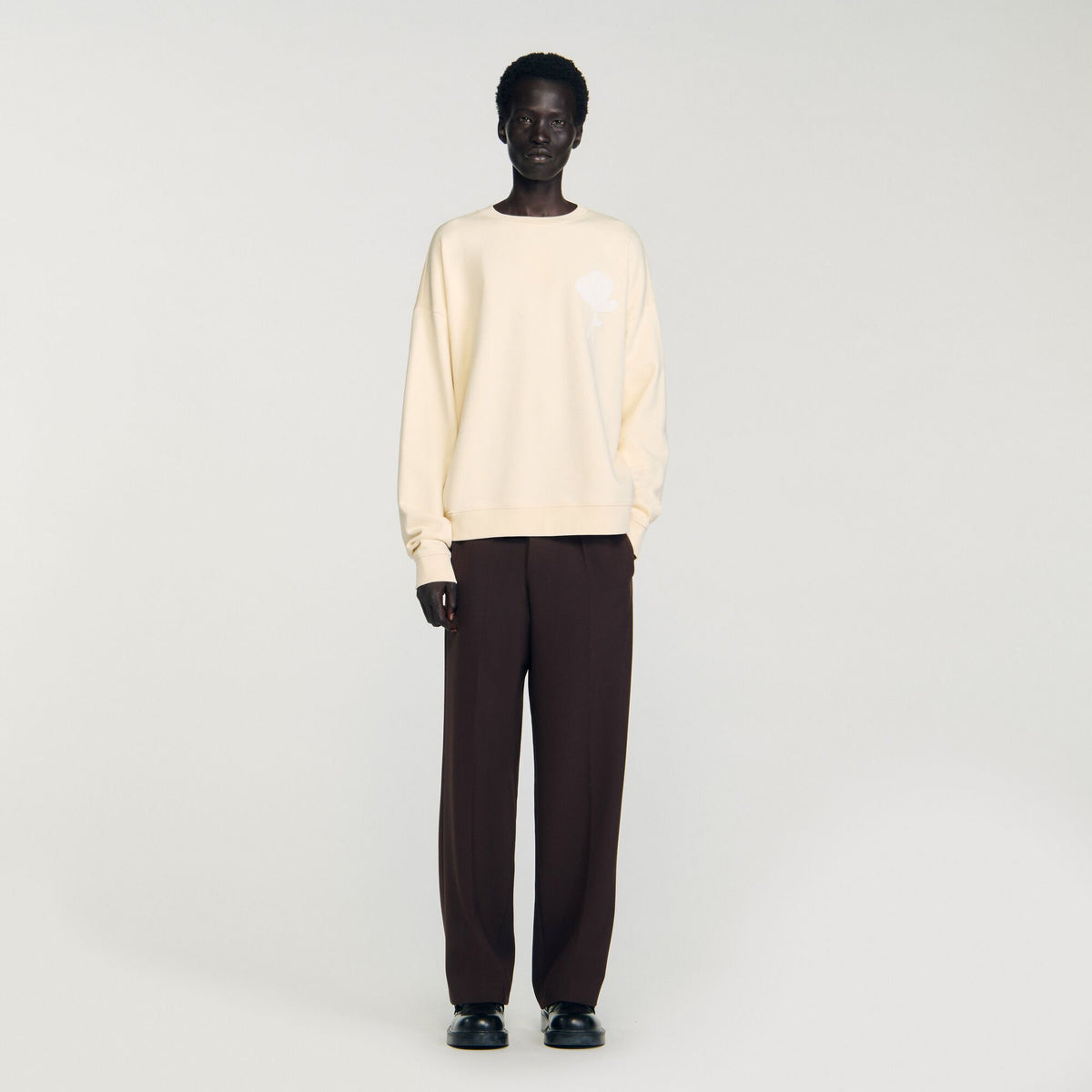 Sweatshirt with flower patch Butter Cream Sandro Men