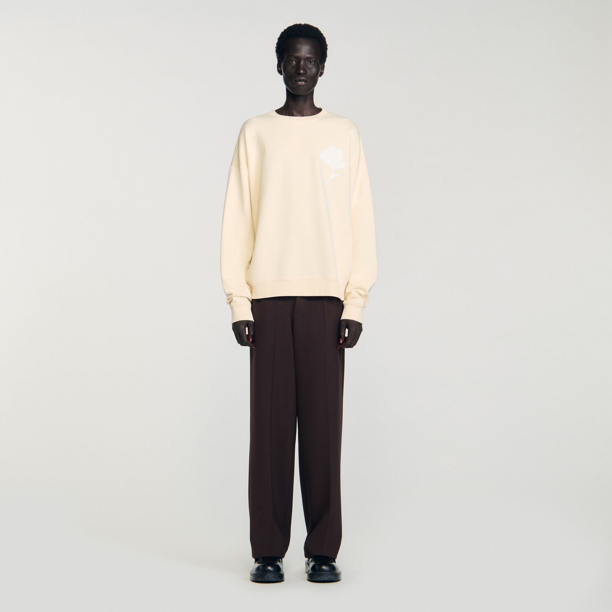 Sweatshirt with flower patch Butter Cream Sandro Men