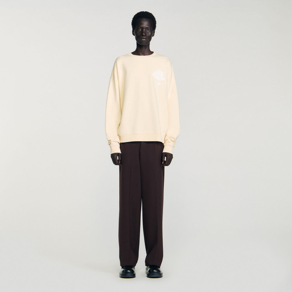 Sweatshirt with flower patch Butter Cream Sandro Men
