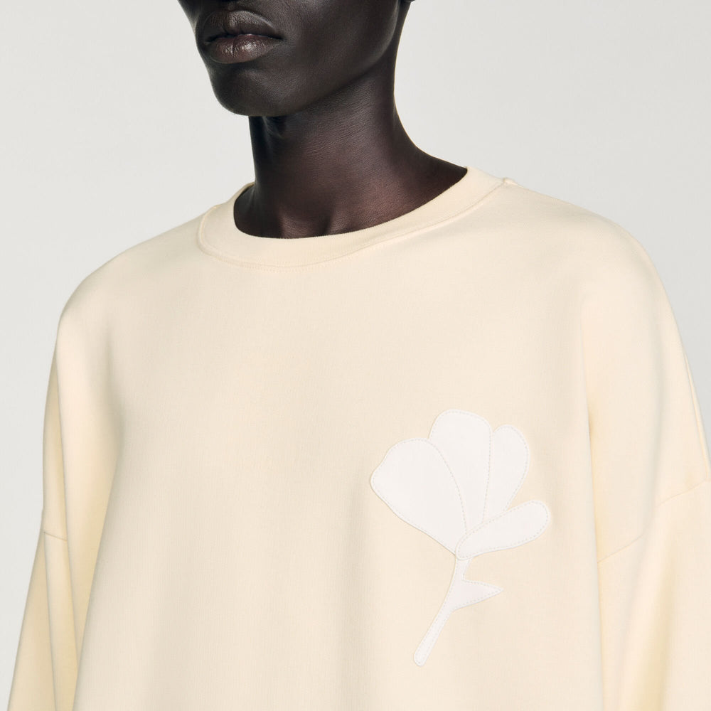 Sweatshirt with flower patch Butter Cream Sandro Men