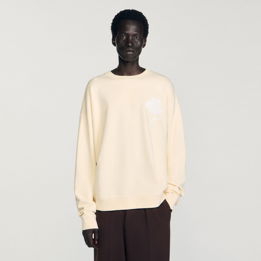 Sweatshirt with flower patch Butter Cream Sandro Men