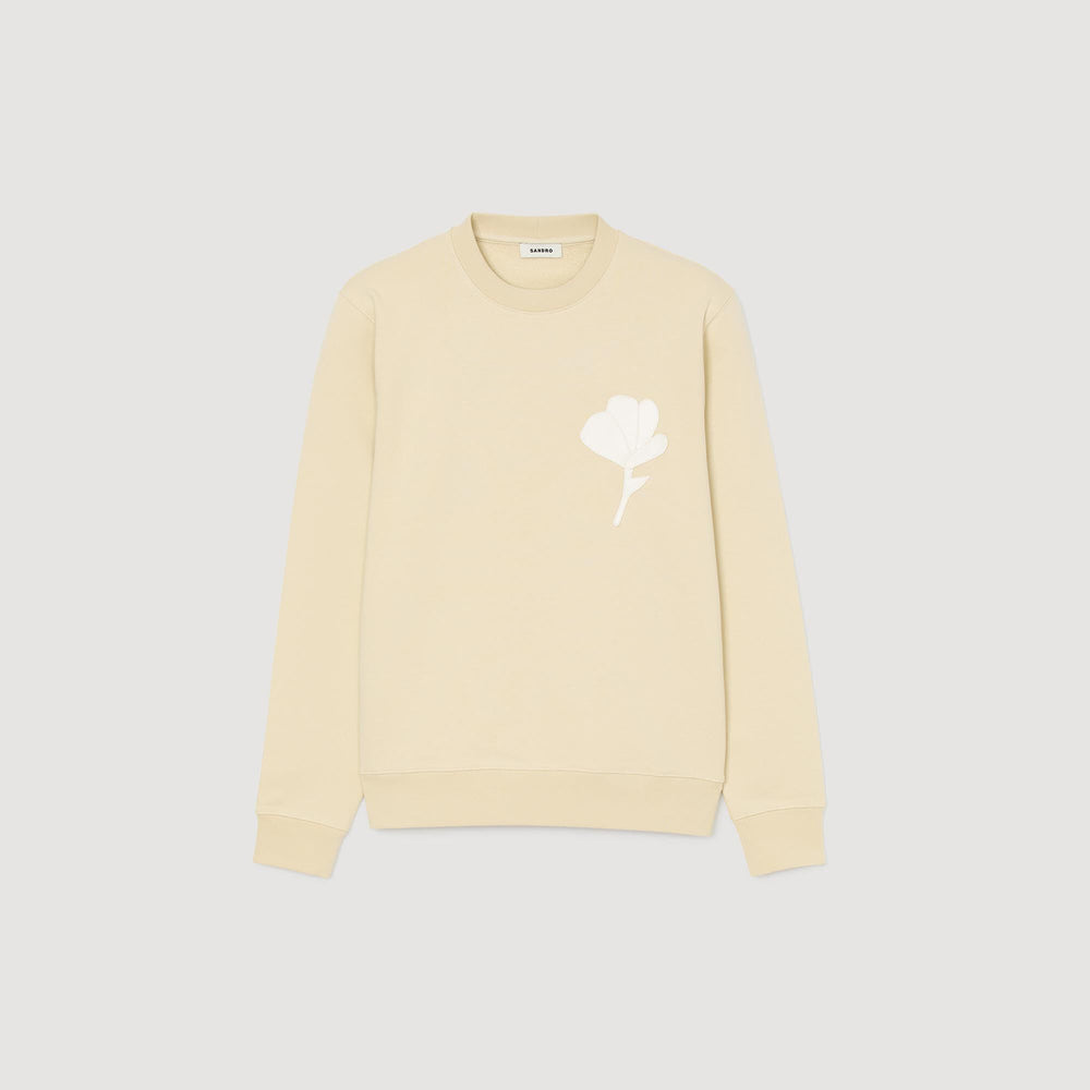 Sweatshirt with flower patch Butter Cream Sandro Men