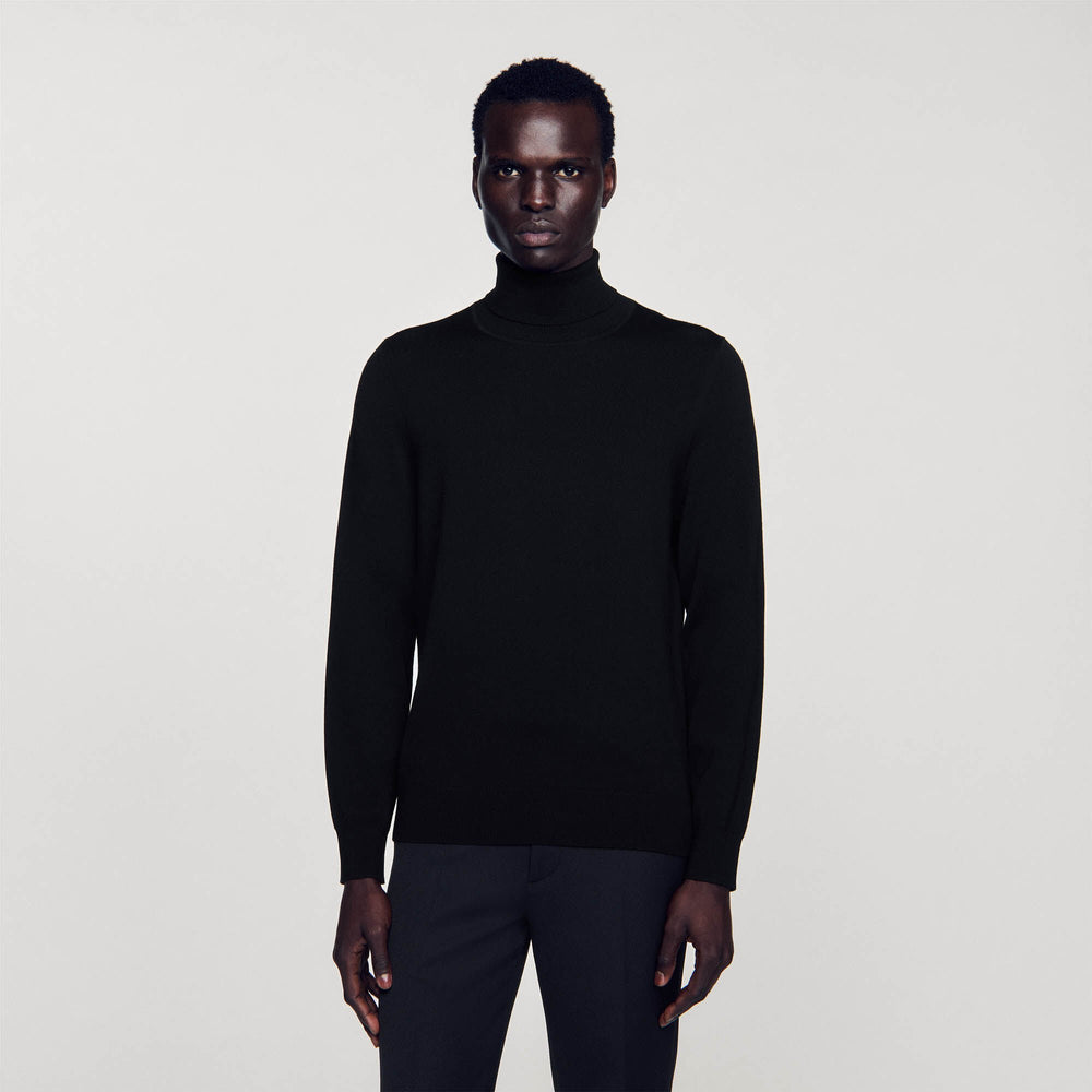 Turtleneck wool sweater Black Sandro Men