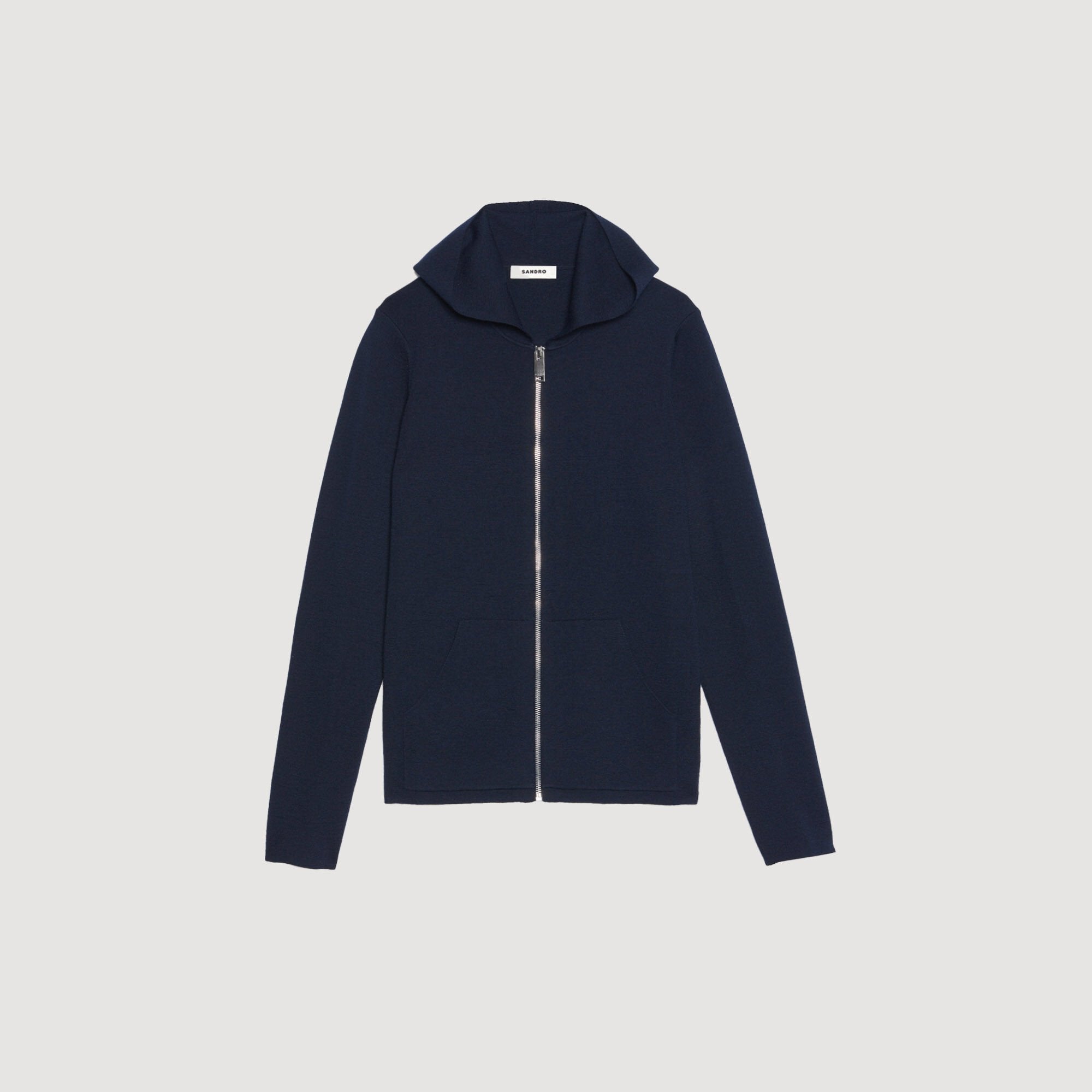 Zipped cardigan with hood Navy Blue Sandro Men