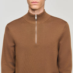 Wool sweater with zip collar Beige Sandro Men