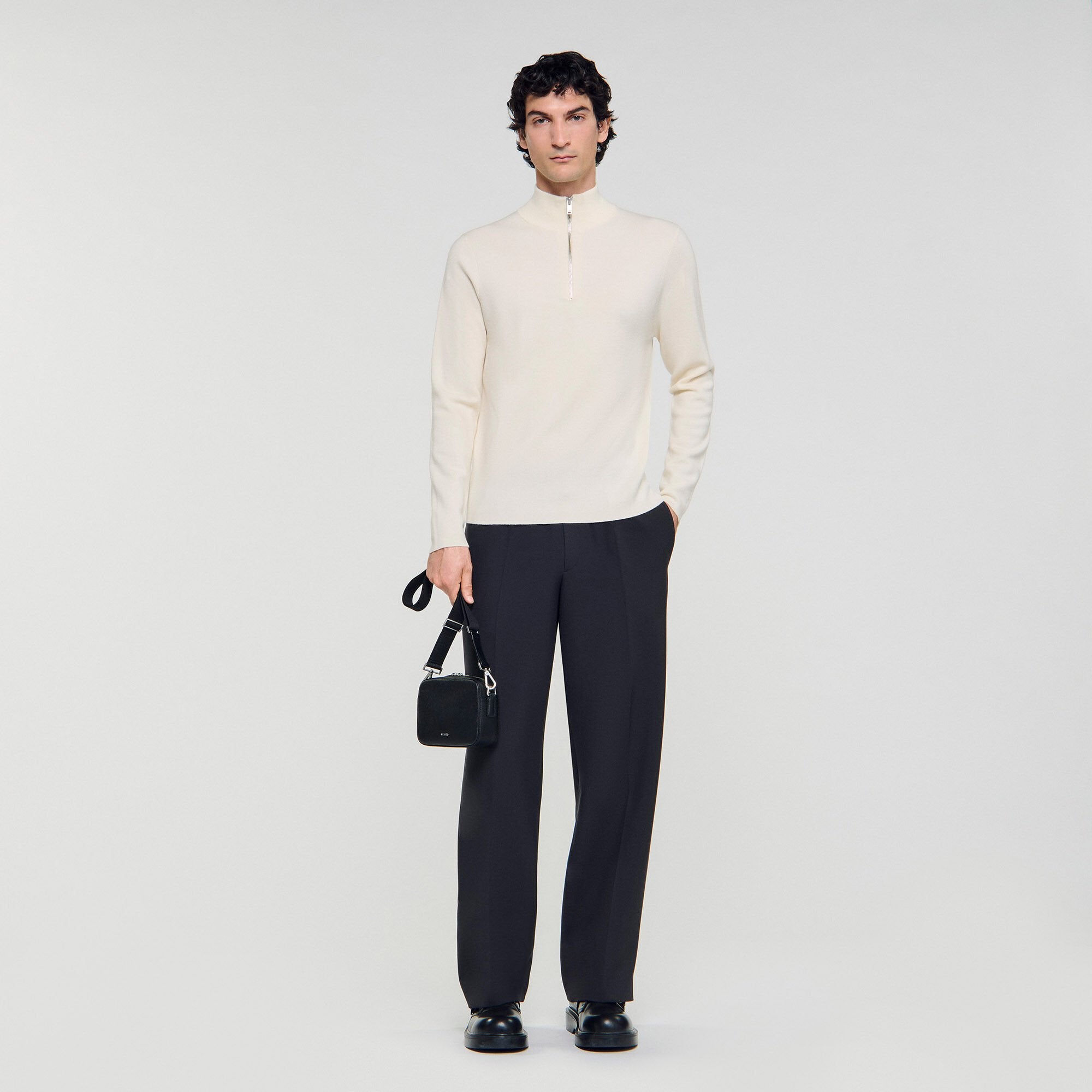 Wool sweater with zipped collar Off White Sandro Men