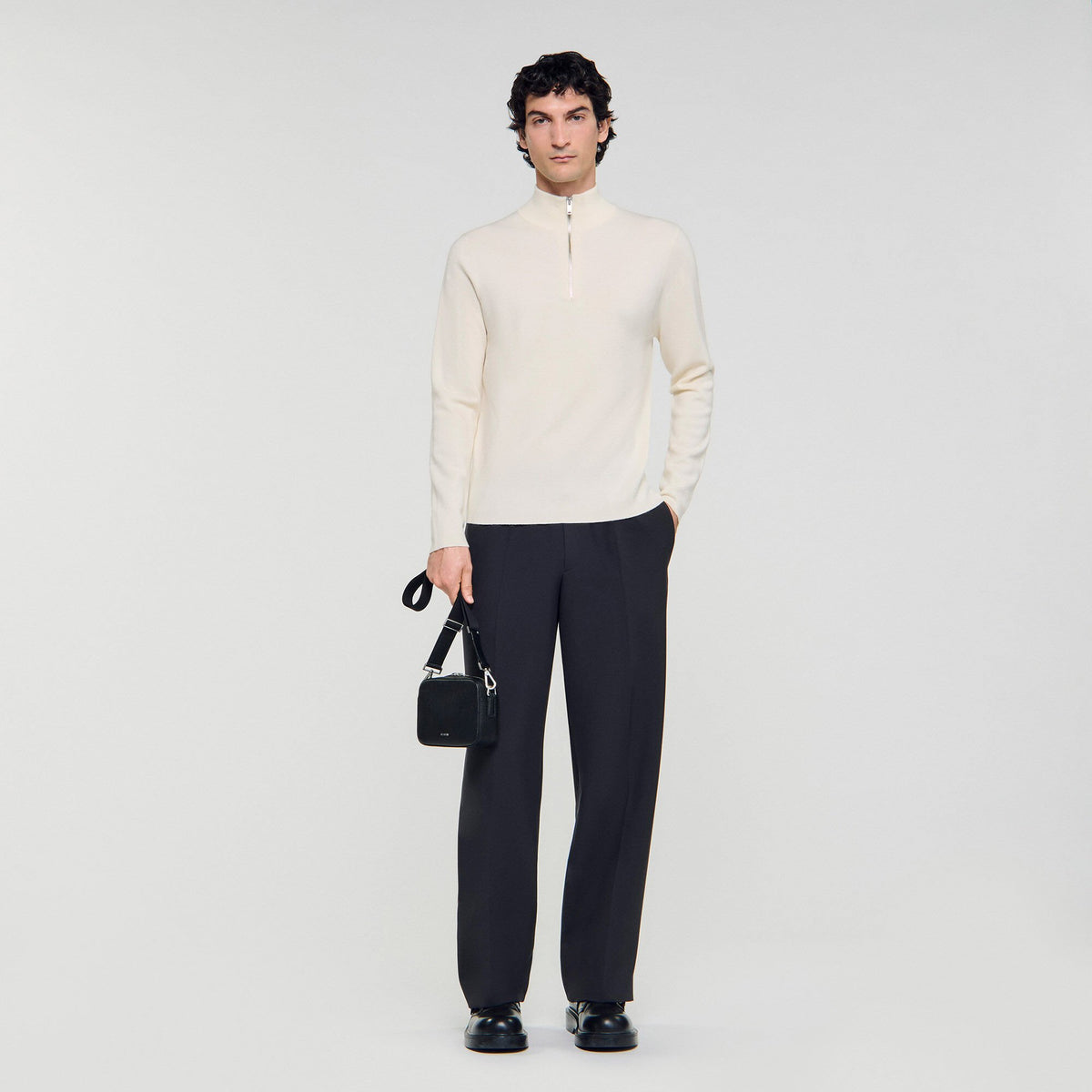 Wool sweater with zipped collar Off White Sandro Men
