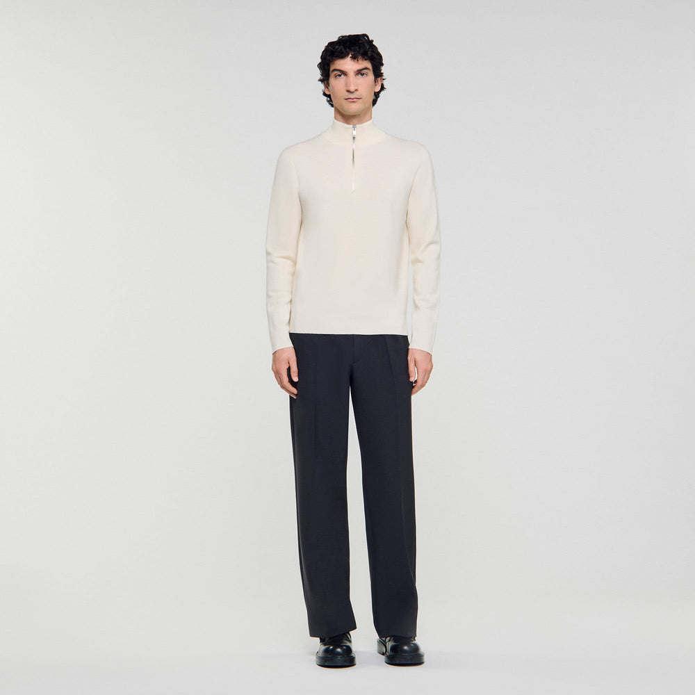 Wool sweater with zipped collar Off White Sandro Men