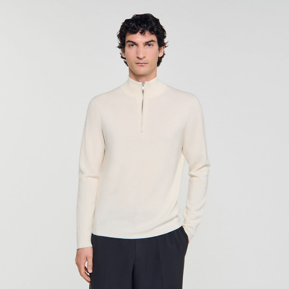 Wool sweater with zipped collar Off White Sandro Men