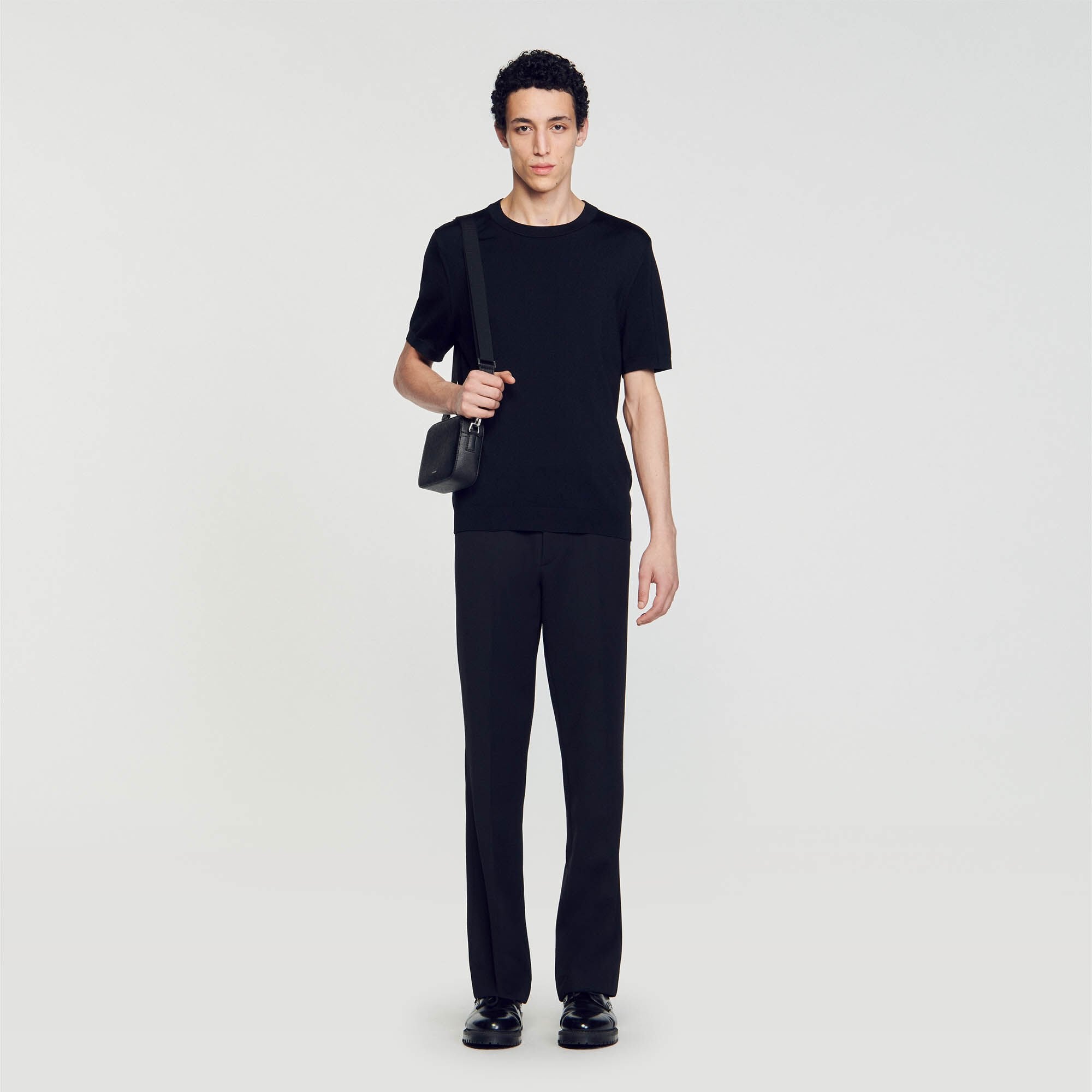 Knitted T-shirt Black Sandro Men