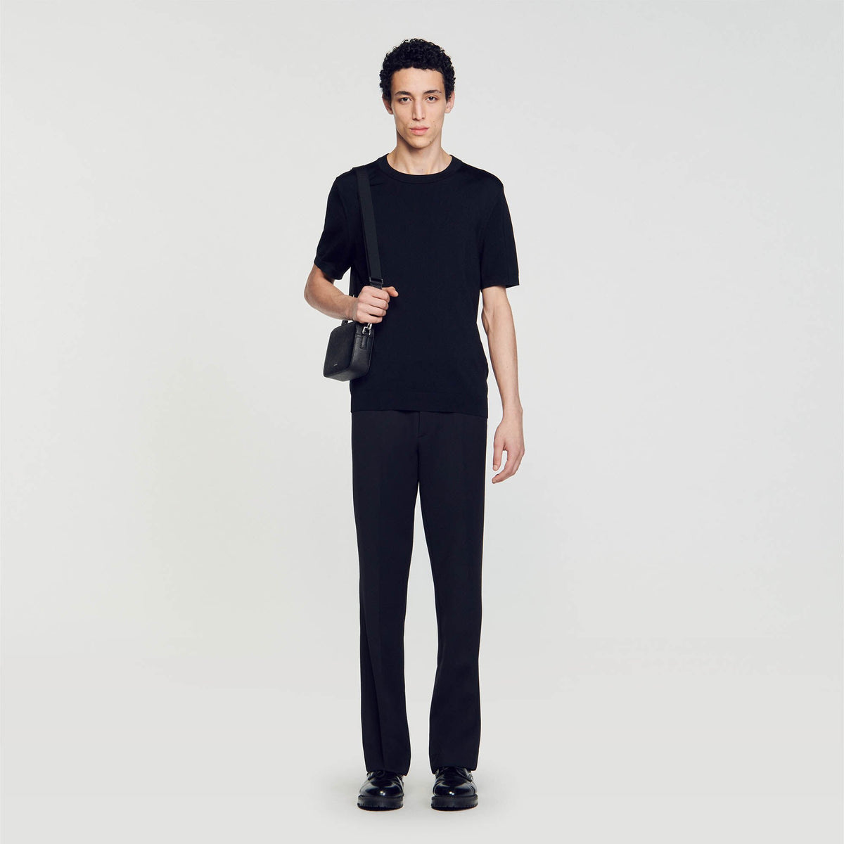 Knitted T-shirt Black Sandro Men