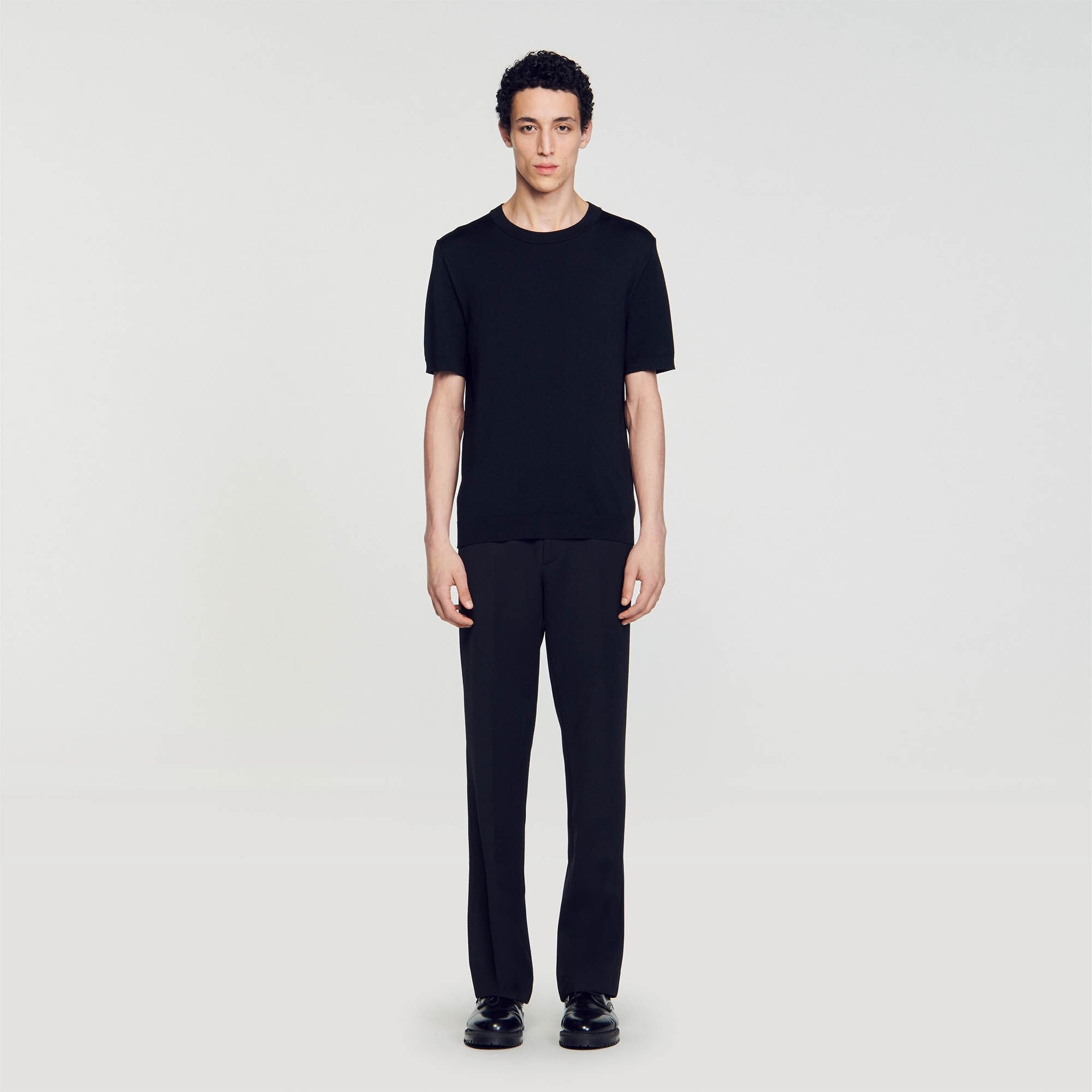 Knitted T-shirt Black Sandro Men