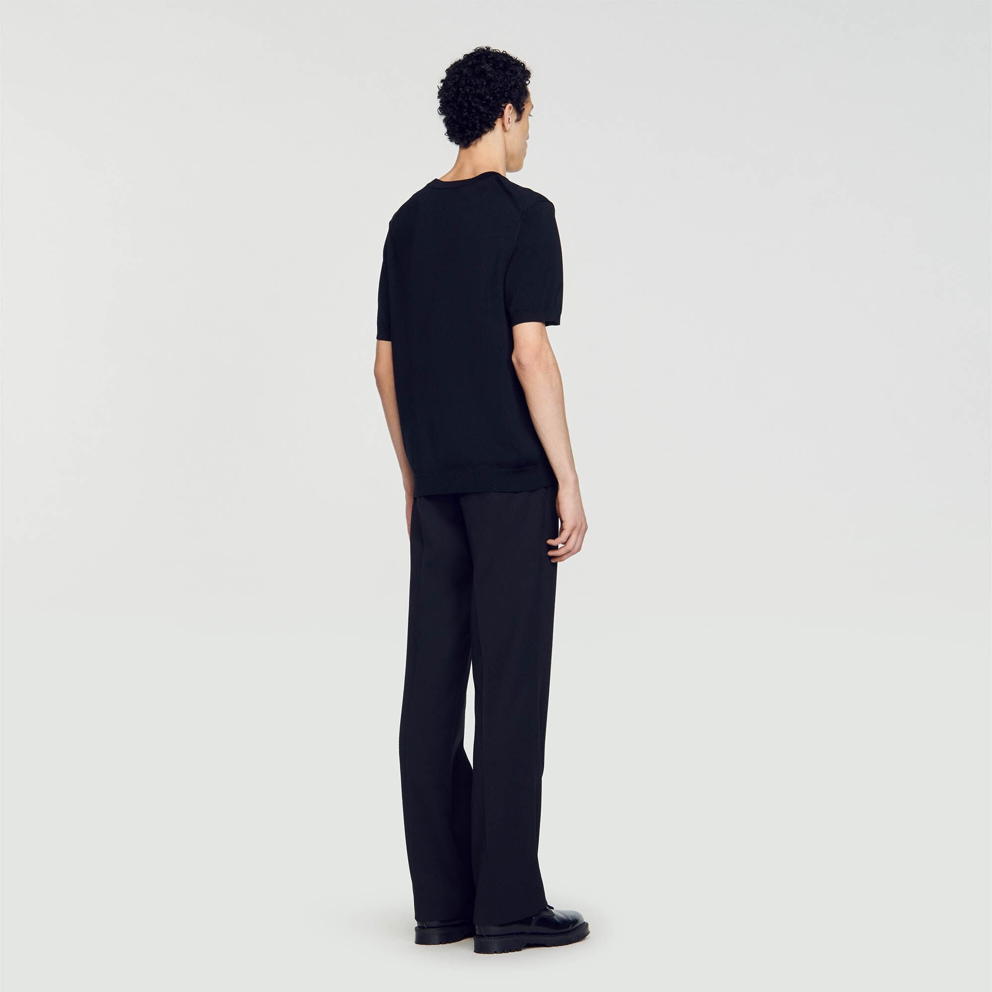 Knitted T-shirt Black Sandro Men