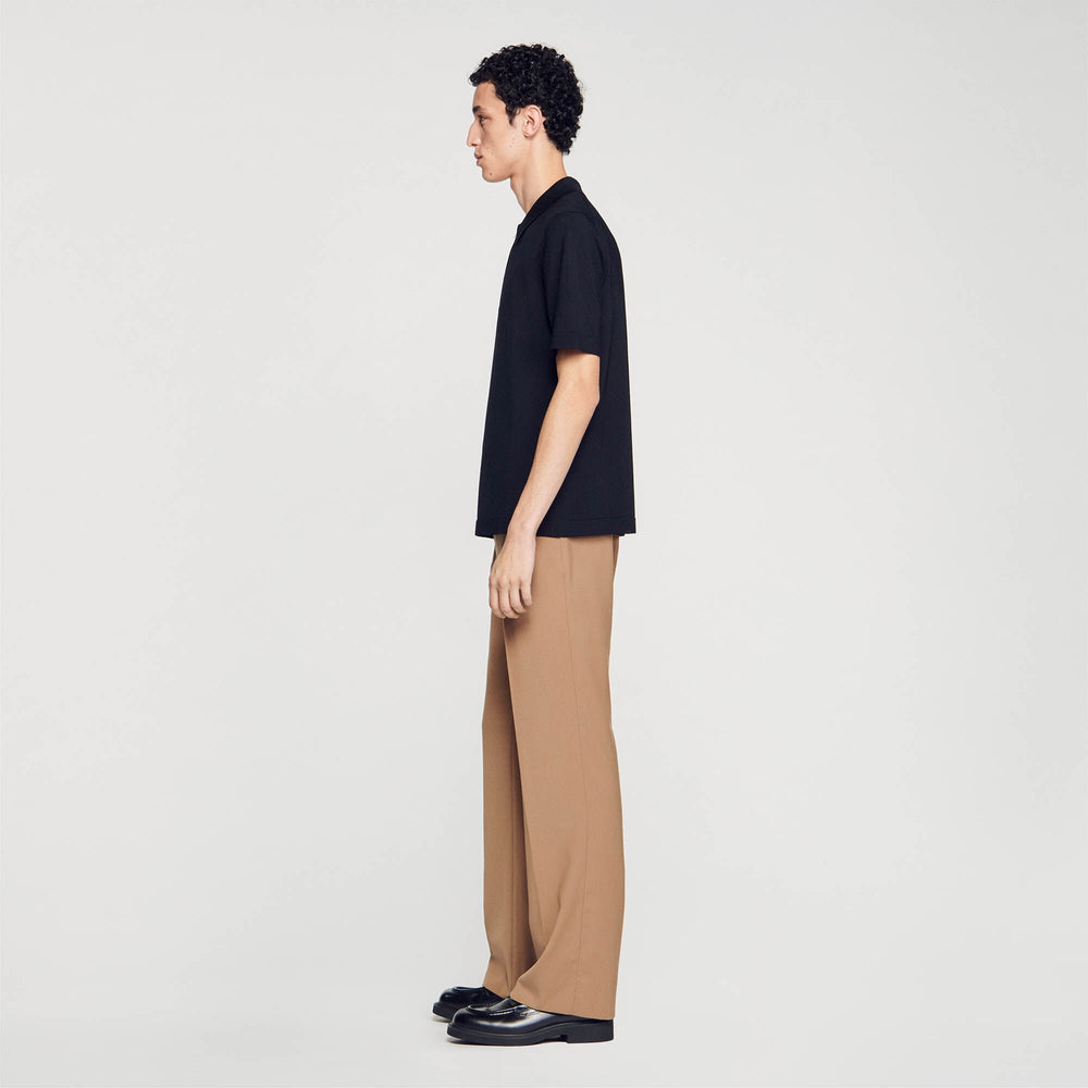 Knitted polo shirt with zip collar Black Sandro Men