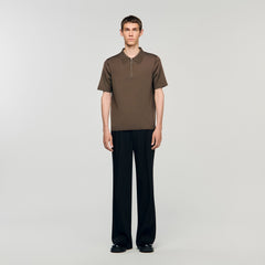 Knitted polo shirt with zip collar Caramel Sandro Men