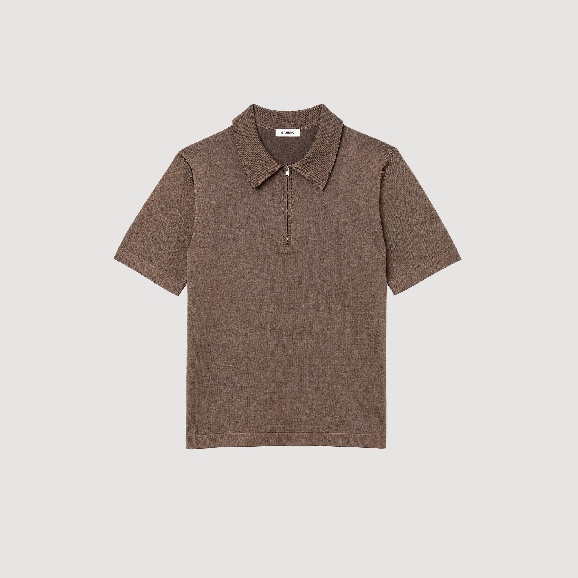 Knitted polo shirt with zip collar Caramel Sandro Men