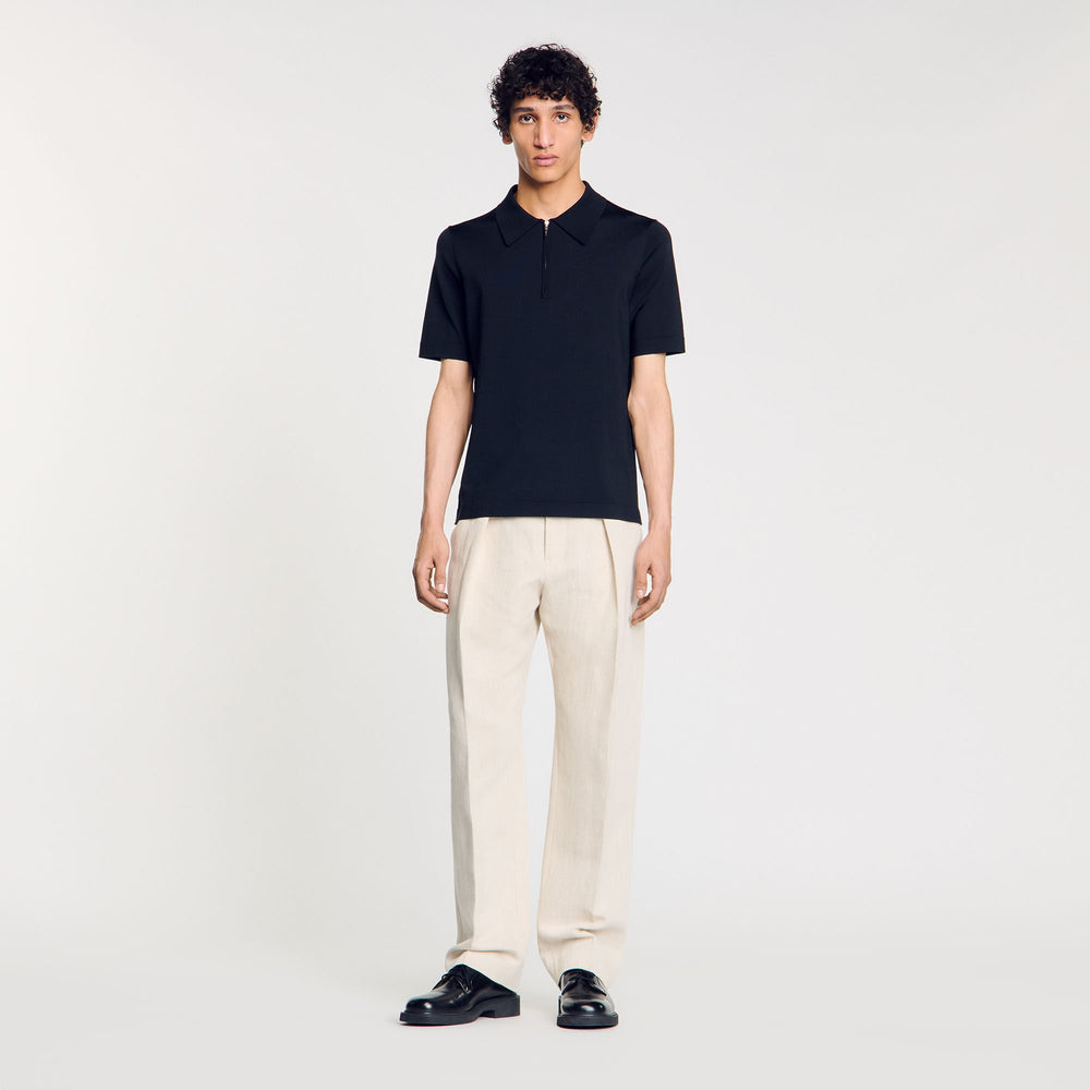 Knitted polo shirt with zip collar Fonte Sandro Men
