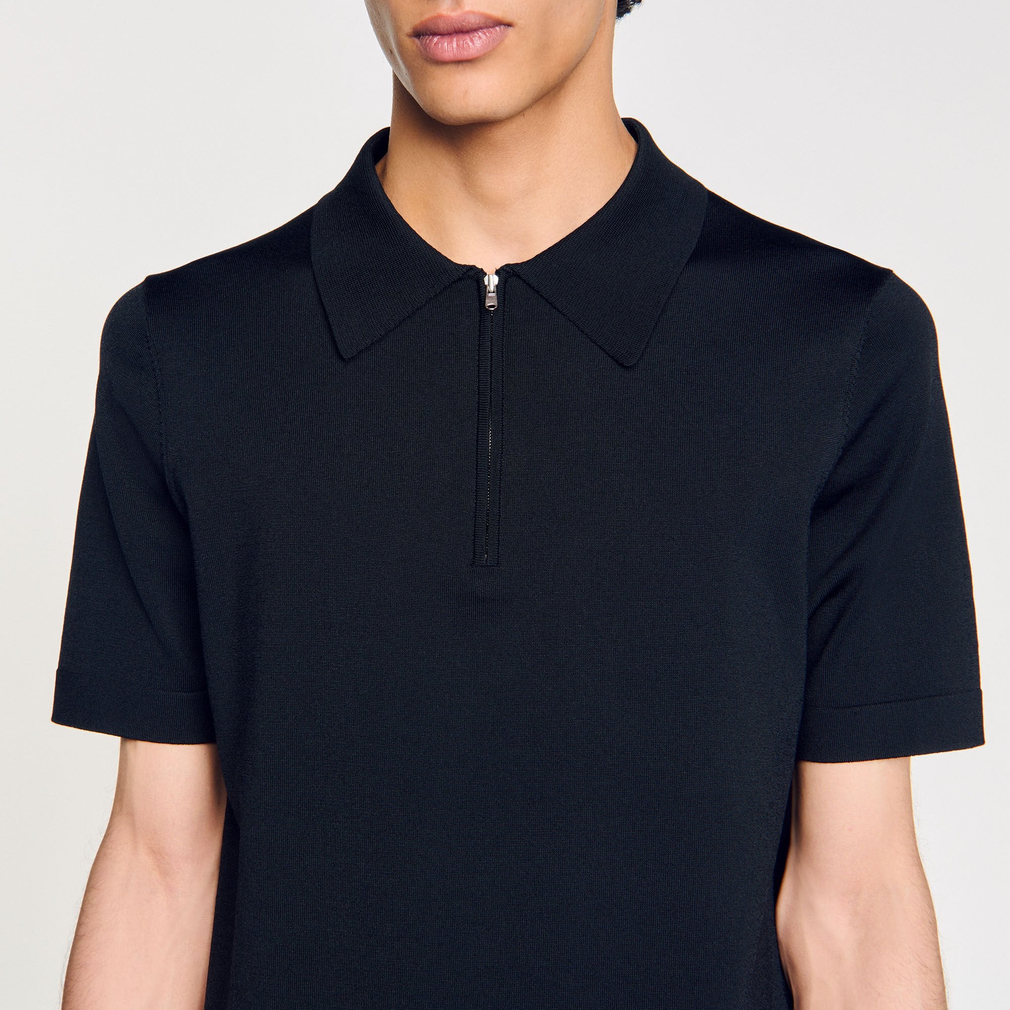 Knitted polo shirt with zip collar Fonte Sandro Men
