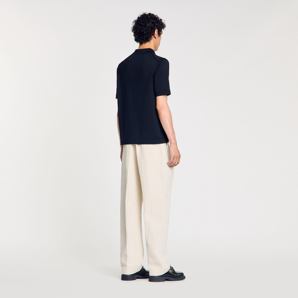 Knitted polo shirt with zip collar Fonte Sandro Men