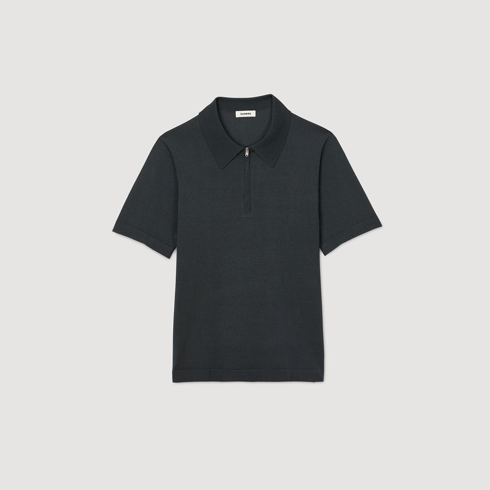 Knitted polo shirt with zip collar Fonte Sandro Men