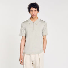 Knitted polo shirt with zip collar Steel Sandro Men