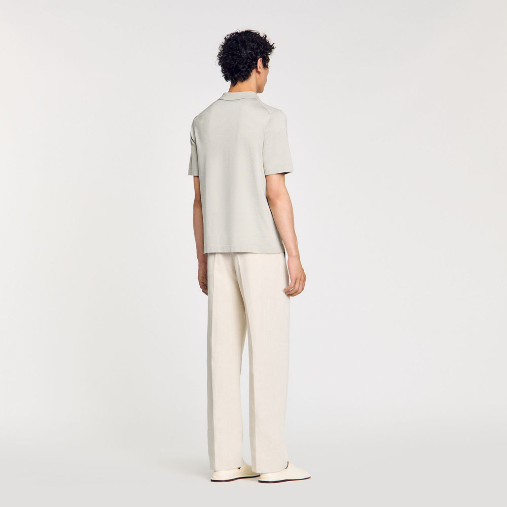 Knitted polo shirt with zip collar Steel Sandro Men
