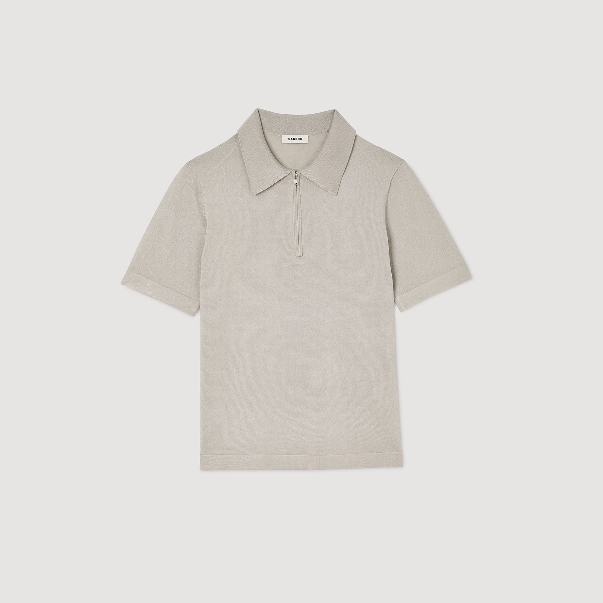 Knitted polo shirt with zip collar Steel Sandro Men