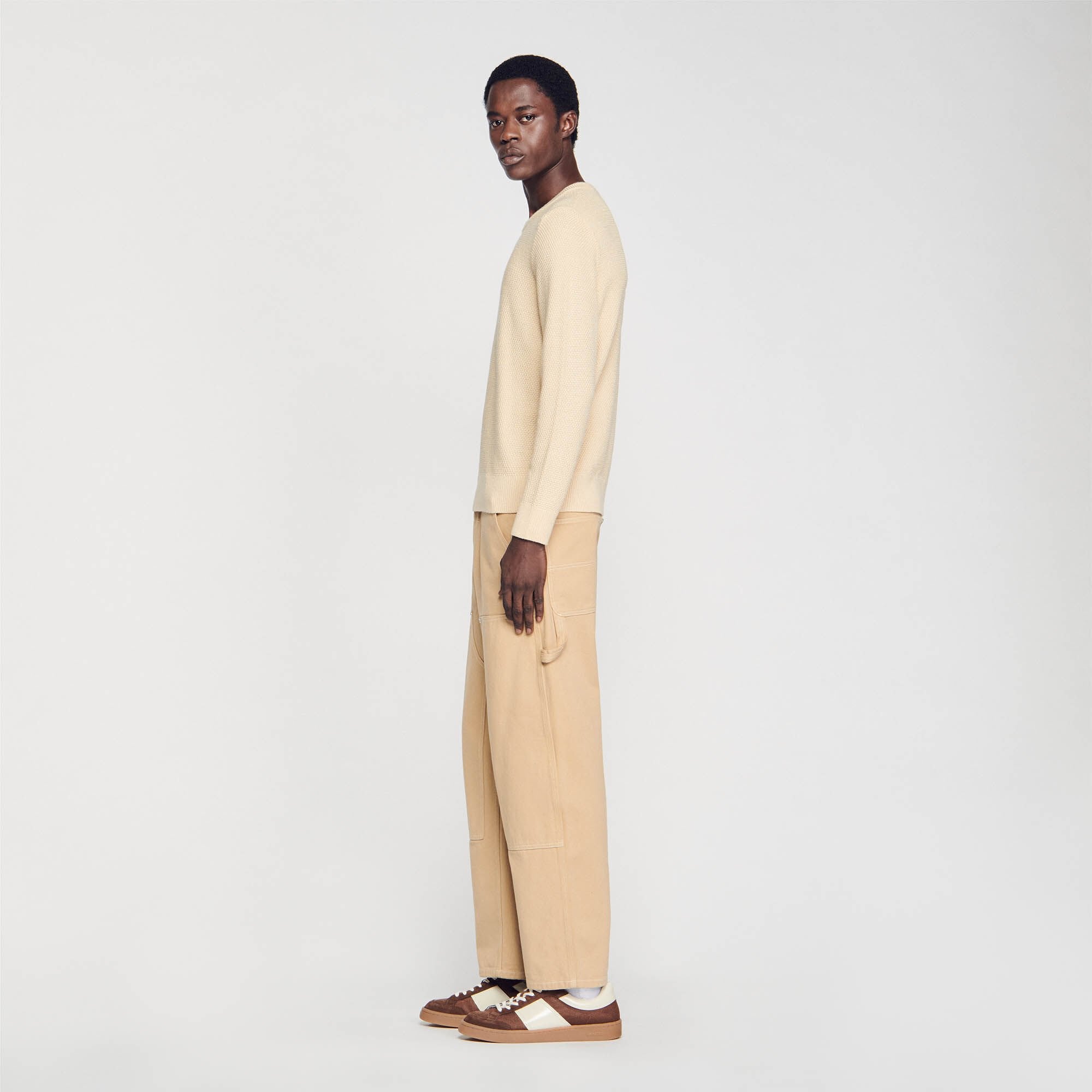 Wool sweater Off White / Mastic Sandro Men