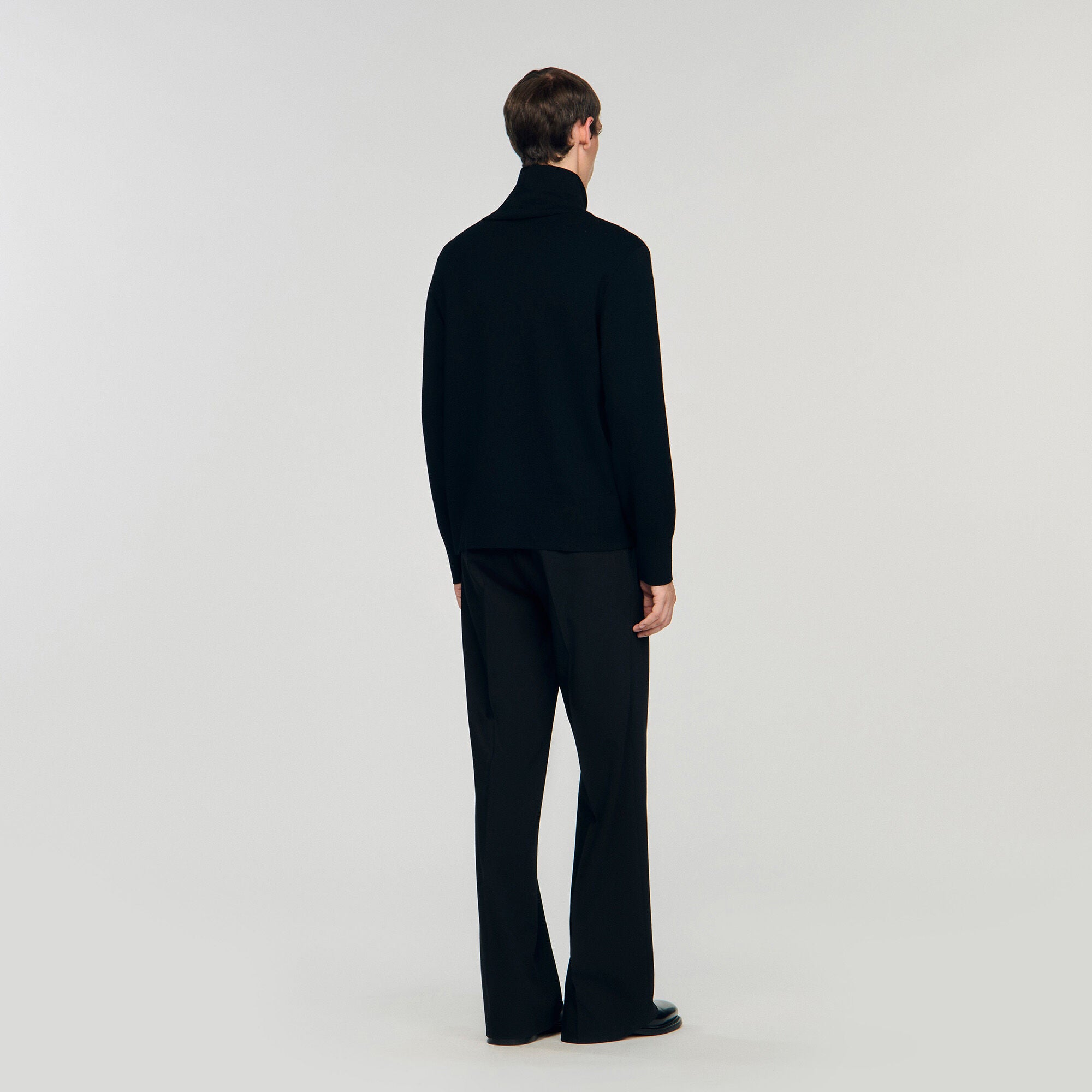Zip-up wool cardigan Black Sandro Men