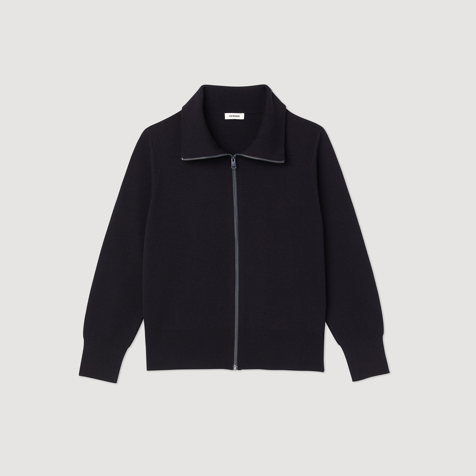 Zip-up wool cardigan Black Sandro Men