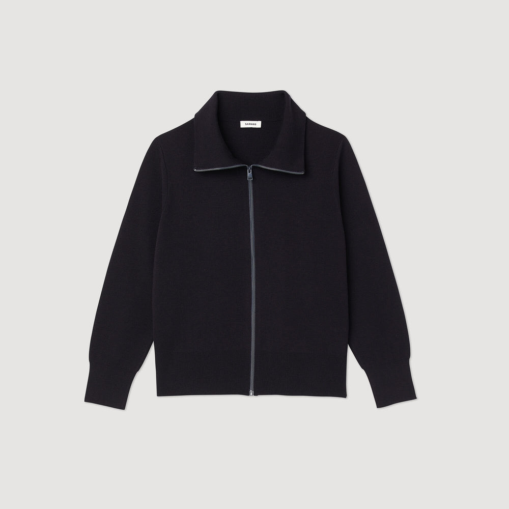 Zip-up wool cardigan Black Sandro Men