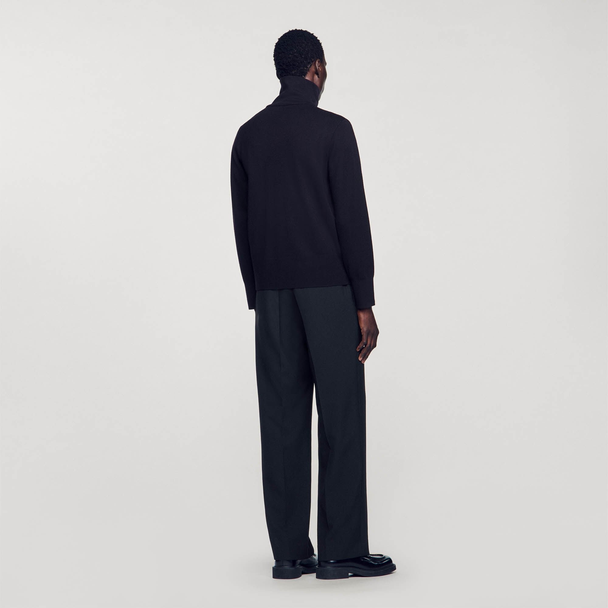 Zip-up wool cardigan Navy Blue Sandro Men
