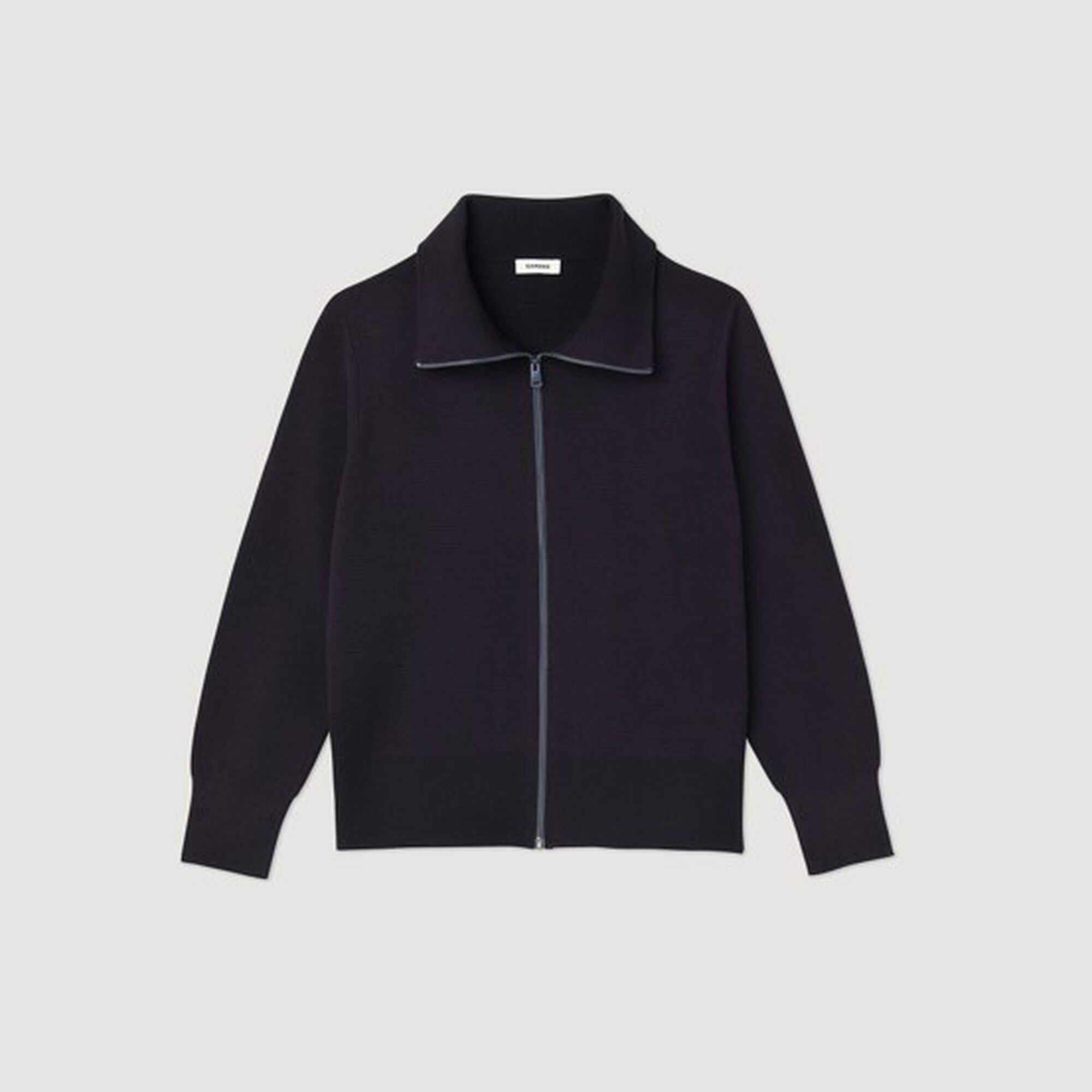 Zip-up wool cardigan Navy Blue Sandro Men