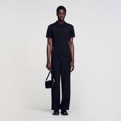 Short-sleeve knitted polo shirt Black Sandro Men
