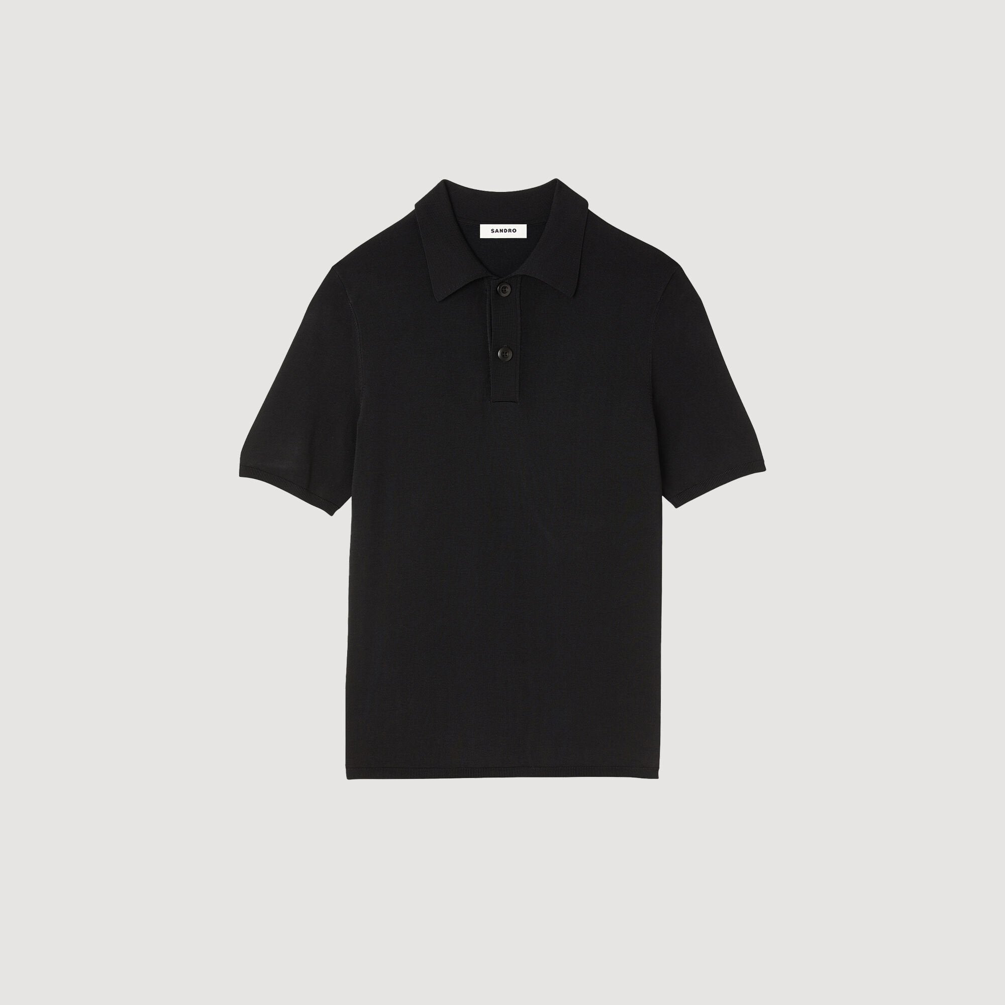 Short-sleeve knitted polo shirt Black Sandro Men