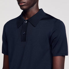 Short-sleeve knitted polo shirt Navy Blue Sandro Men