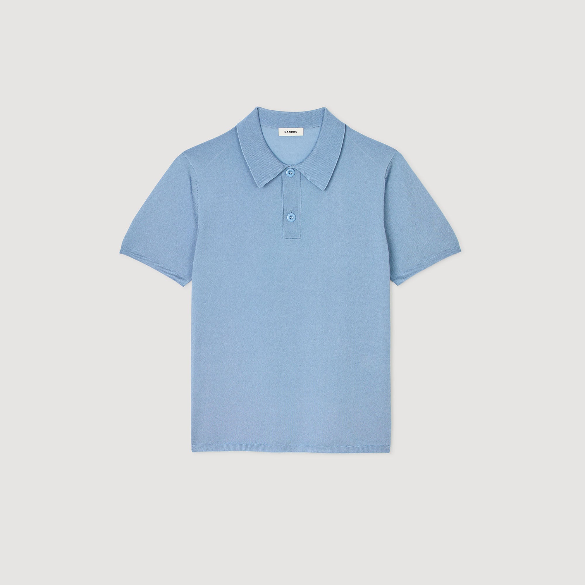 Short-sleeve knitted polo shirt Chambray Sandro Men