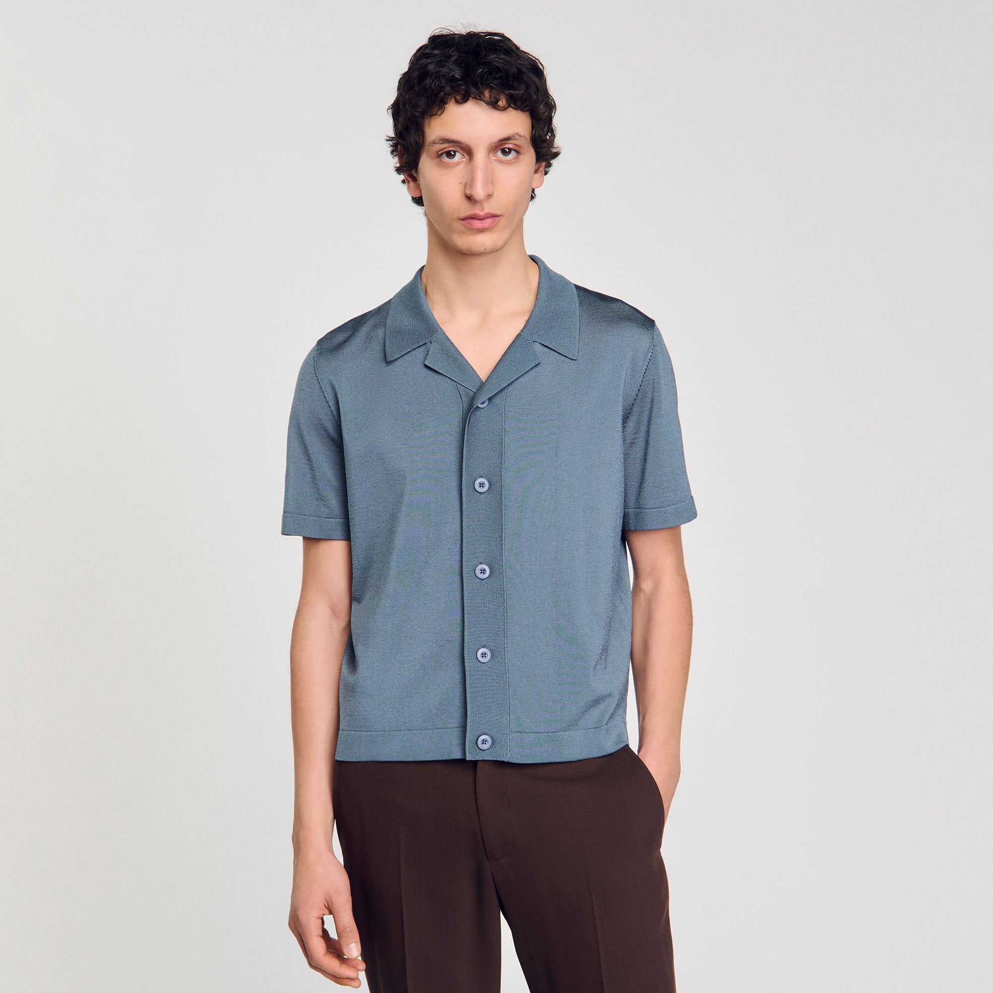 Short-sleeved shirt Dark Chambray Sandro Men
