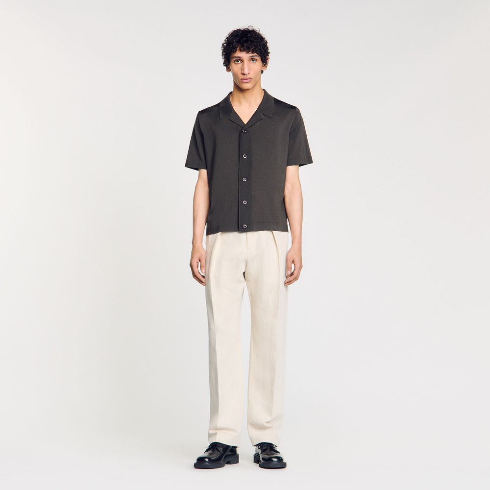 Short-sleeved shirt Dark Kaki. Sandro Men