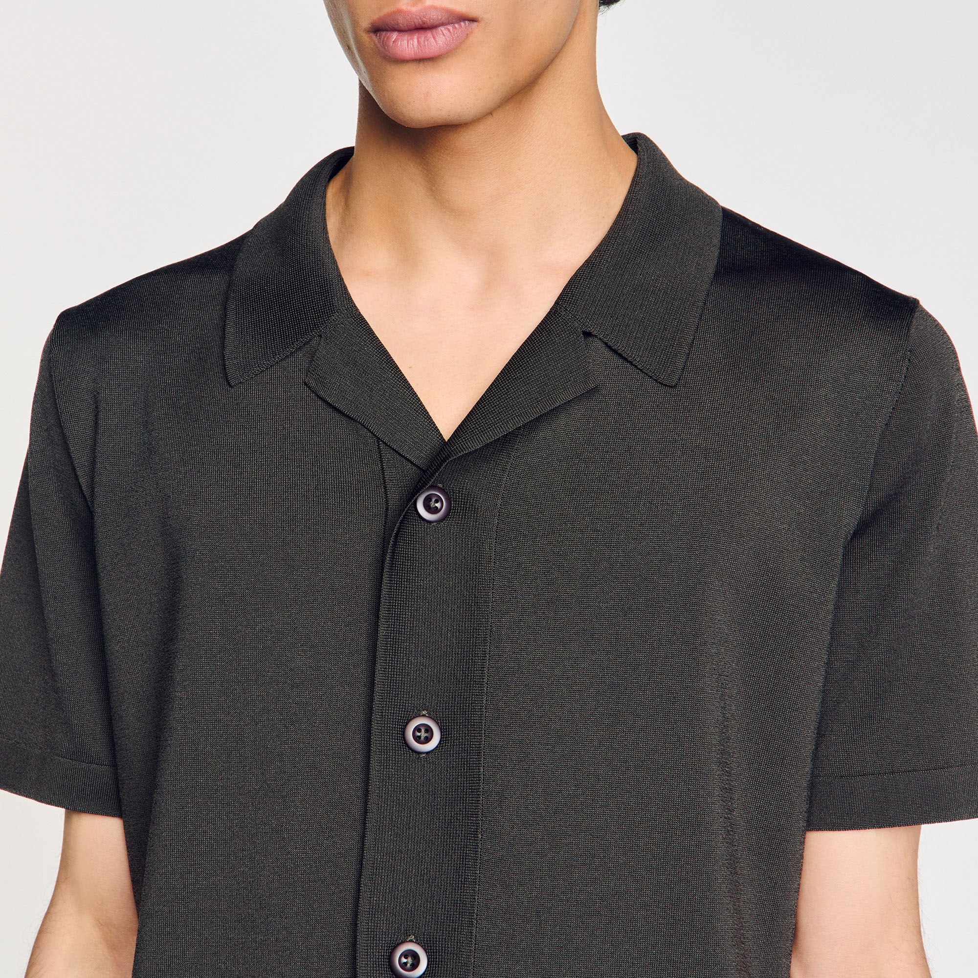 Short-sleeved shirt Dark Kaki. Sandro Men