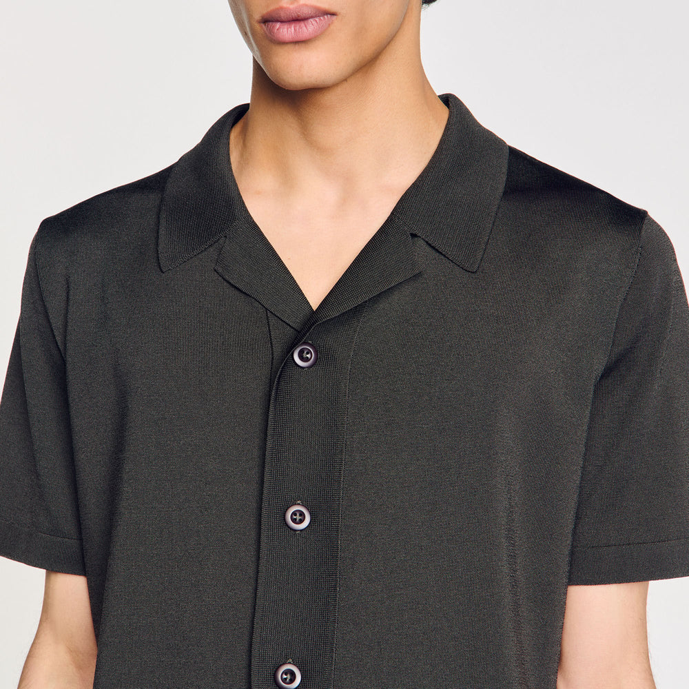 Short-sleeved shirt Dark Kaki. Sandro Men