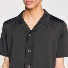 Short-sleeved shirt Dark Kaki. Sandro Men