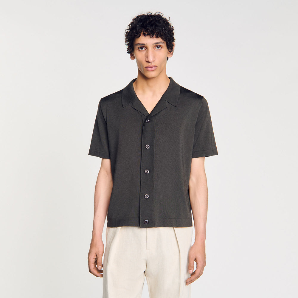 Short-sleeved shirt Dark Kaki. Sandro Men