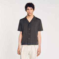 Short-sleeved shirt Dark Kaki. Sandro Men