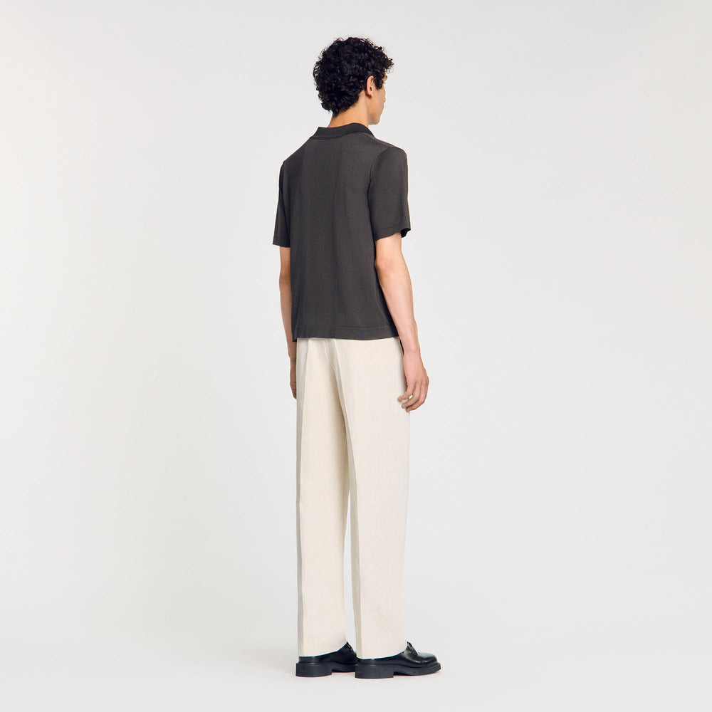 Short-sleeved shirt Dark Kaki. Sandro Men