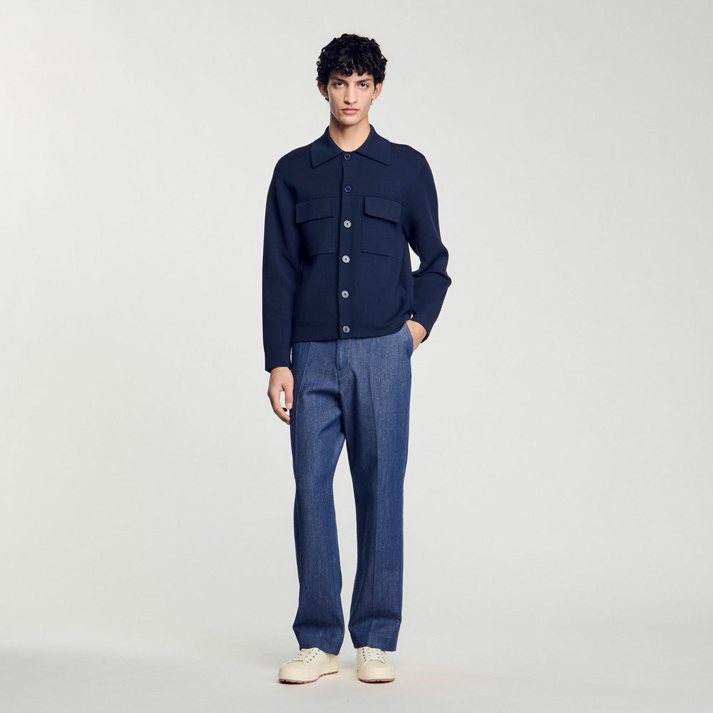 Knit jacket Midnight Blue Sandro Men