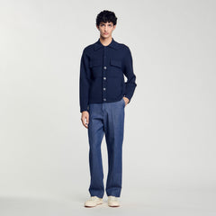 Knit jacket Midnight Blue Sandro Men