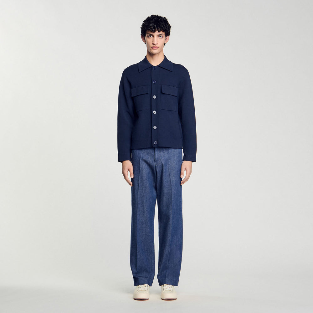 Knit jacket Midnight Blue Sandro Men