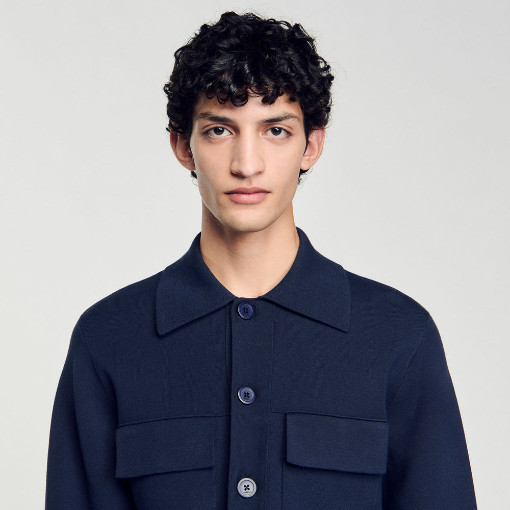 Knit jacket Midnight Blue Sandro Men